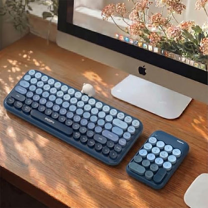 Lomiluskr Cute Wireless Numeric Keypad with 2.4G USB Receiver, Colorful Round Keycaps, Portable Financial Accounting Numpad Number Keyboard, Suitable for PC, Laptop (Blue Gradient) - color: Blue Gradient