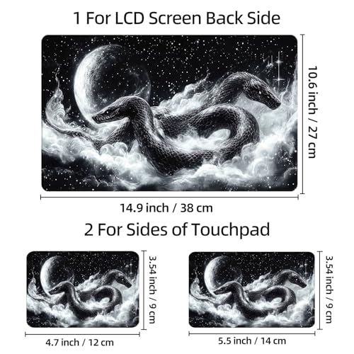 Universal Laptop Skin Sticker Decal, 12"-15.6" Aesthetic Vinyl Wrap, Black Snake Moon Galaxy Waterproof Notebook Cover Art Protector for MacBook HP Dell Lenovo, Fits 13" 14" 15" 15.6" - color: Black Snake Moon Galaxy