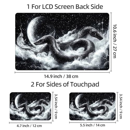 Universal Laptop Skin Sticker Decal, 12"-15.6" Aesthetic Vinyl Wrap, Black Snake Moon Galaxy Waterproof Notebook Cover Art Protector for MacBook HP Dell Lenovo, Fits 13" 14" 15" 15.6" - color: Black Snake Moon Galaxy