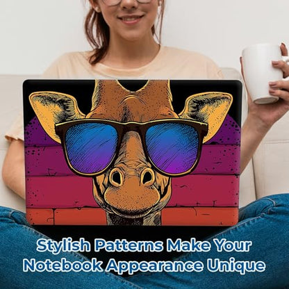 Reusable Universal Laptop Skin Sticker, Cut to Fit for 11.6–15.6 Inch Laptops, Waterproof Protective Film, No-Residue - Giraffe Glasses - color: Giraffe Glasses