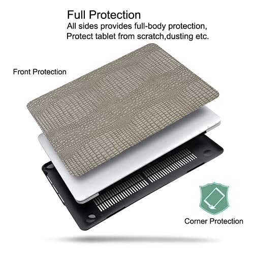 DTangLsm for Crocodile MacBook Air 15 inch Case 2026 2025-2023 M5 M4 M3 M2 | Model A3448 A3241 A3114 A2941, Crocodile Skin Alligator Textured Leather Hard Shell Mac Air 15 Case & Keyboard Cover, Silver - color: Crocodile Silver