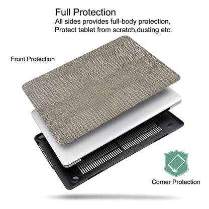 DTangLsm for Crocodile MacBook Air 15 inch Case 2026 2025-2023 M5 M4 M3 M2 | Model A3448 A3241 A3114 A2941, Crocodile Skin Alligator Textured Leather Hard Shell Mac Air 15 Case & Keyboard Cover, Silver - color: Crocodile Silver