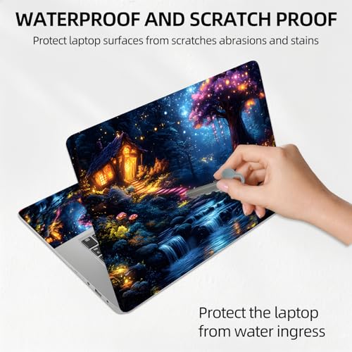 Magic River Night Universal Laptop Skin Sticker 3PCS, Protective Decal Trim-to-Fit 11.6" 13.3" 14" 15.6" Laptop Vinyl Cover, Removable Anti-Scratch Computer Decal Protector - color: Magic River Night