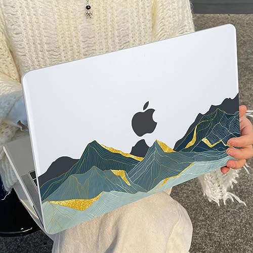 for 2022 2023 2024 2025 2026 MacBook Air 13 inch Case M5 A3449 M4 A3240 M3 A3113 M2 A2681, Crystal Plastic Hard Shell Case Keyboard Cover for Mac Air 13.6 M5 2026 Chip, Circling Mountain - color: Circling Mountain