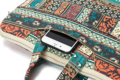 Kinmac New Bohemian 360° Protective Water-Resistant Canvas Laptop shoulder Messenger Sleeve Briefcase case Bag For MacBook Pro 16 inch,LG Gram 16 inch and 15 inch-15.6 inch Laptop - color: Bohemian, size: 15 inch-16 inch