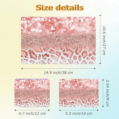 Universal Laptop Skin Sticker with 2 Wrist Pad Decals, 3-Piece Removable Vinyl Laptop Cover, Leopards Pink Waterproof Anti-Scratch, Easy-Trim Fit for 13.3" 14" 15.6" Laptops - color: Leopards Pink