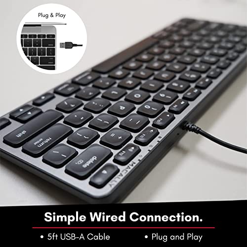Macally Backlit Compact Keyboard and a Wired Computer Mouse, Sleek Black