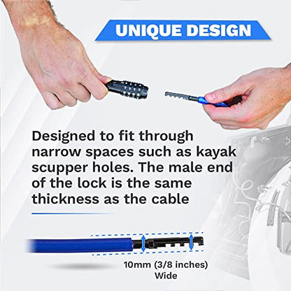 DocksLocks Security Cable Lock (5' to 25’ Lengths) with Combination, 25ft | Weatherproof, Resettable Combination, Multi-Purpose, Anti-Theft Protection, 10mm Diameter, For Kayaks, Bikes, Scooters - size: 25ft