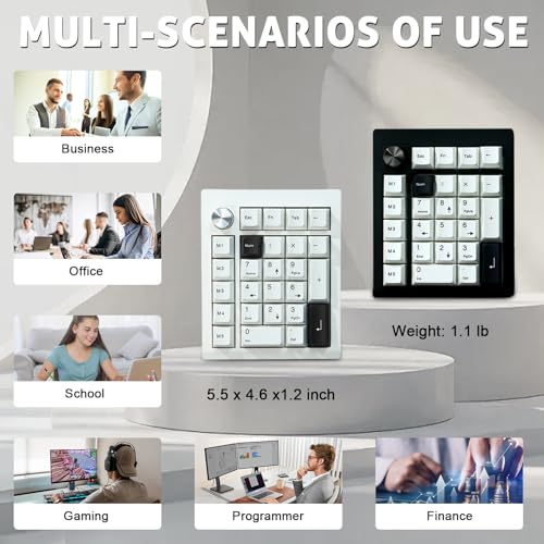 GMK26 Mechanical Numpad,VIA Programmable Hot Swappable Gasket Wired BT5.0/2.4G Wireless Number Pad with Knob PBT Keycaps 26 Keys Macro RGB Gaming Numeric Keypad for Laptop TKL Keyboard (Black) - color: Black