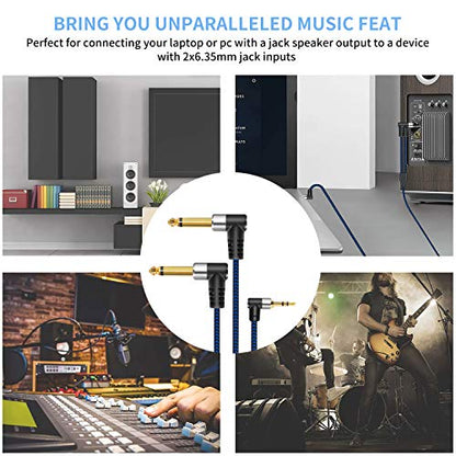 1/8" TRS to Dual 1/4" TS Mono Stereo 25FT Y-Cable Splitter Cord Compatible for Smartphone, iPod,Sound Card,CD Players,Multimedia Speaker,PA Audio and Home Stereo System - size: 25FT