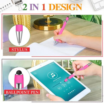 Zonon 38 Pieces Rubberized Ballpoint Pen with Stylus Tip Stylish Metal Pen Capacitive Stylus with Soft Rubberized Grip, Black Ink for Most Devices(Red Series) - color: Red Series