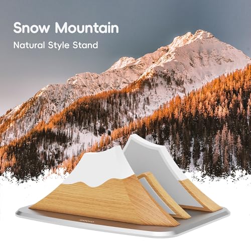 AFOOYO Vertical Dual Laptop Stand - Snow Peak-Shaped Wooden Adjustable Laptop Holder,2 Slots Desktop Dock Compatible with All MacBook, Surface,Chromebook,Dell & More(Beechwood) - color: Beechwood, size: Dual