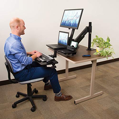 TRIPP LITE Sit Stand Desktop Workstation, Adjustable Standing Desk with Clamp (WWSS1327CP) - style: Desk-Clamp w/ Mount 13-27"