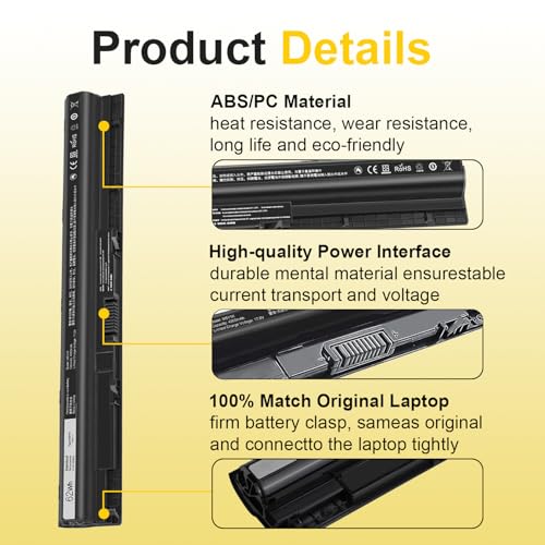62Wh M5Y1K Laptop Battery for Dell Inspiron 14/15/17 3000/5000 Series 5555 5758 3551 | Vostro 3458 3558 & Latitude 3460 3560 | P51F/P63F/P47F High-Capacity Li-ion Replacement - size: M5Y1K 10.6*1.5*0.75inch