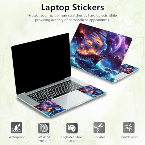 Laptop Skin Sticker Decal, Universal Reusable Vinyl Laptop Cover for 12" 13" 13.3" 14" 15" 15.4" 15.6" Notebook PC, Reusable Waterproof Scratch-Resistant with 2 Wrist Pads,Art Galaxy Ship - color: Art Galaxy Ship