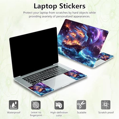 Laptop Skin Sticker Decal, Universal Reusable Vinyl Laptop Cover for 12" 13" 13.3" 14" 15" 15.4" 15.6" Notebook PC, Reusable Waterproof Scratch-Resistant with 2 Wrist Pads,Art Galaxy Ship - color: Art Galaxy Ship