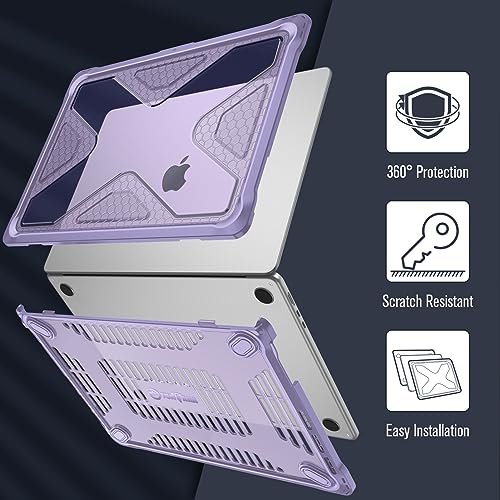 Fintie Rugged Case for MacBook Air 15 Inch, Lilac | A3448 A3241 A3114 A2941, 2023 2024 2025 2026, M2 M3 M4 M5, TPU Bumper, Heavy Duty Hard Shell Cover - color: Lilac