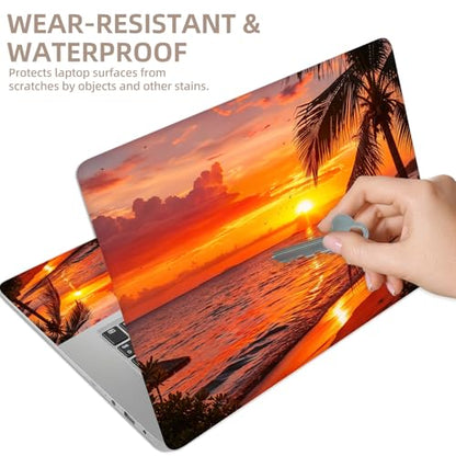Universal Laptop Skin Sticker for 12/13/14/15.6 Inch Laptops, Reusable Vinyl Laptop Decal Cover, Waterproof Scratch Resistant Notebook Skin with 2 Wrist Pads,Seaside Sunset - color: Seaside Sunset