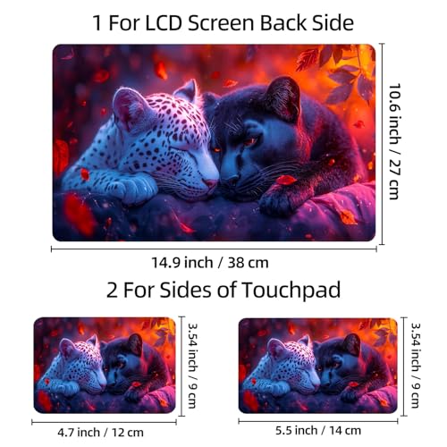 Universal Laptop Skin Sticker Decal, 12"-15.6" Aesthetic Vinyl Wrap, Leopard Panther Couple Waterproof Notebook Cover Art Protector for MacBook HP Dell Lenovo, Fits 13" 14" 15" 15.6" - color: Leopard Panther Couple