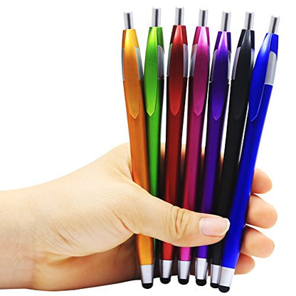 Skoloo Electronic Screen Touch Stylus,14 Pack 2 in 1 Slim Long Click Ink Stylus Ballpoint Pen For Universal Android Touch Screen Tablet Smartphone, Google Nexus, Samsung Galaxy, HTC, Multi-colored