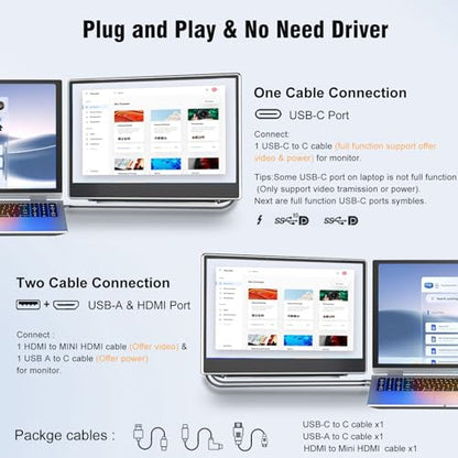 KEFEYA Laptop Screen Extender Portable Monitor, 14" FHD IPS 1200P Travel Dual Second Monitor for Laptop - size: 14" Dual Screen