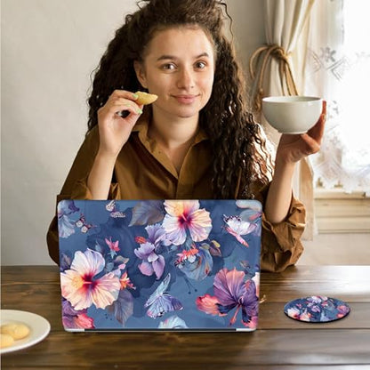 Laptop Skin Sticker Decal 15.6 Inch,12 13 13.3 14 15 15.6 in Laptop Netbook Skins for Notebook,Art Decal Removable Waterproof Scratch Resistant,Universal Vinyl Cover,Blooming Hibiscus - color: Blooming Hibiscus