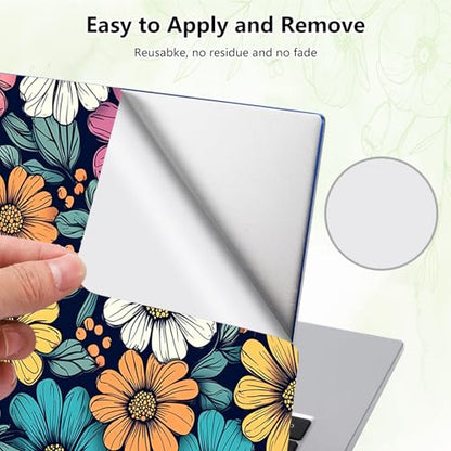 Laptop Skin Sticker Decal, Universal Reusable Vinyl Laptop Cover for 12" 13" 13.3" 14" 15" 15.4" 15.6" Notebook PC, Reusable Waterproof Scratch-Resistant with 2 Wrist Pads,Art Cute Flowers - color: Art Cute Flowers