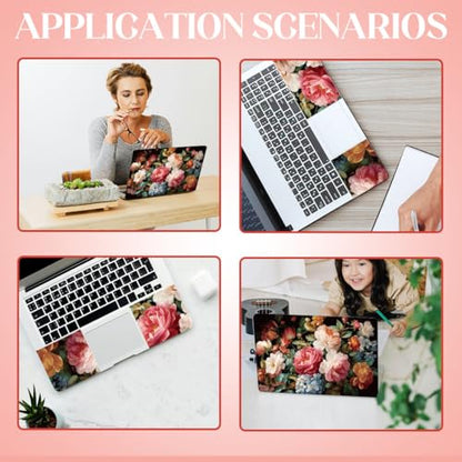 SSUPERDANT Laptop Skin Sticker Vintage Flower Laptop Decals Personalized Universal Notebook Computer Wrap Vinyl Skin Stickers Cover Art Decal Removable 12-15.6 Inch Scratch-Resistant Gifts Pink Green