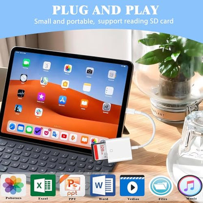 USB C SD Card Reader, Type C Digital Camera Adapter | White, Trail Game Camera Viewer, USB C Memory Card Reader for iPhone 17/16/15,iPad,MacBook,iMac,Galaxy,Android