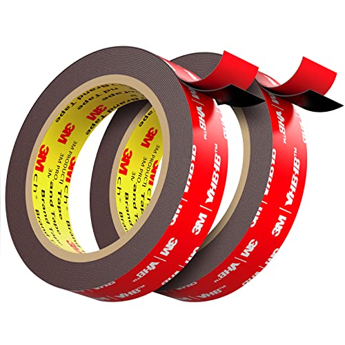 Double Sided Tape Heavy Duty (2 Pack), Waterproof Strong Mounting Adhesive Tape for Walls, Car, Home Decor, Office Decor, Made of 3M VHB Tape (16.4FT x 0.94IN) | Outdoor Waterproof, Stick Foam Mounting Tape for Walls Automotive Trim Home Office Decor Indu