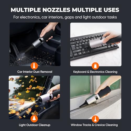 Electric Air Duster, Cordless Compressed Air Duster, Metal Body, 4 Speeds, Hold-to-Turbo, for Keyboard, PC, Car Interior Cleaning, Canned Air Alternative