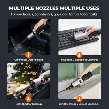 Electric Air Duster, Cordless Compressed Air Duster, Metal Body, 4 Speeds, Hold-to-Turbo, for Keyboard, PC, Car Interior Cleaning, Canned Air Alternative