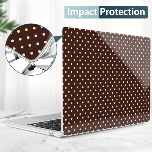 for MacBook Air 13 Inch (13.6 Inch) Case, M5/M4/M3/M2 Chip 2026 2025 2024 2023 2022, Hard Plastic Printed Cover with Screen Protector & Keyboard Cover & Dust Plugs, Brown Polka Dots - color: Brown Polka Dots