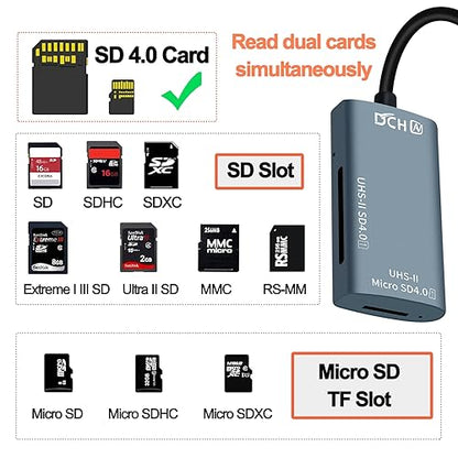 DCHAV UHS-II USB C to SD Card Reader USB 3.0 A OTG Adapter Dual Connector Converter for Micro SD TF SDHC SDXC Microsd Compatible with Computer PC Laptop SD 4.0 Camera Memory Card Android Phone Mac