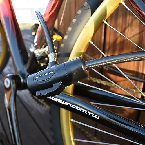 MARQUE Bike Lock with Key – 3/8” (4Ft, 7Ft, 15Ft, 25Ft) Straight Cable Locks with Keys, Anti-Theft Security Cable for Bicycles, Scooters, Kayaks, Paddle Boards, Gates - color: 15 FT