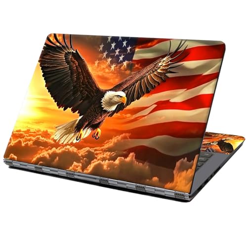 Laptop Skin Sticker Decal 12" 13" 13.3" 14" 15" 15.6",Waterproof Scratch Resistant Vinyl,Reusable Easy to Apply,for MacBook HP Dell Notebooks Netbooks Laptop,2 Wrist Pads,Flag Eagle Dusk - color: Flag Eagle Dusk