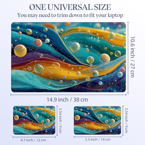 Universal Laptop Skin Sticker Decal,15.6 Inch Laptop Vinyl Cover for 13" 14" 15.6" Laptop,Scratch-Resistant Waterproof Protector Wrap,Reusable with Wrist Pads,Abstract Bubbles & Waves - color: Abstract Bubbles & Waves
