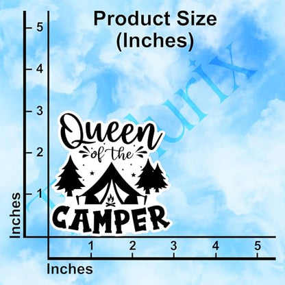 (3Pcs) Queen of The Camper Sticker Camping Lover Trees Adventure Stickers Decorative Waterproof Vinyl Decal for Tumbler Mug Phone Case Laptop Water Bottle Notebook Size 3x2.9 Inches