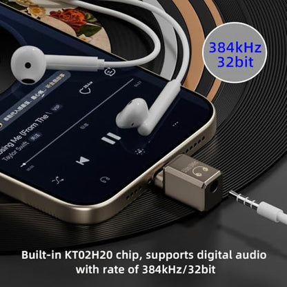 CY Audio Adapter Type C USB-C to DAC 3.5mm HiFi Audio AUX & MIC Sound Card 384kHz 32bit Adapter KT02H20 Compatible OMTP CTIA with Laptop Tablet Phone - style: USB-C to DAC 3.5mm 384kHz