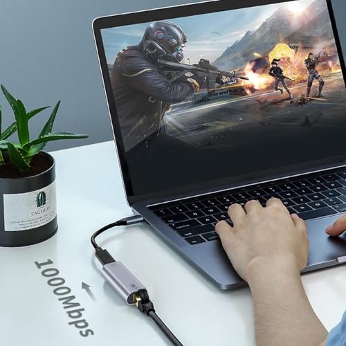 USB C to RJ45 Ethernet Adapter Gigabit, RJ45 Female to USB C Female, Up to 1000/100/10Mbps Ethernet LAN Network Adapter Compatible for iPad, MacBook Pro