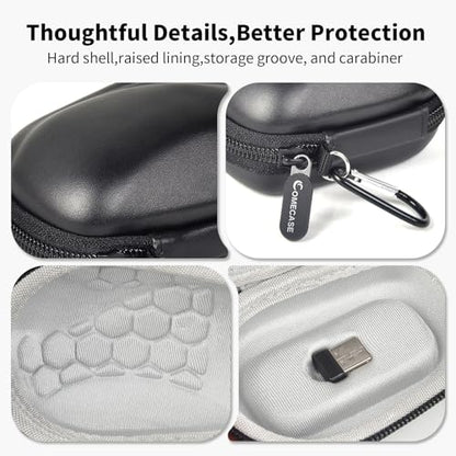 Comecase Compact Mouse Case for Logitech MX Anywhere 3S/3/2S/2 | Hard Shell Storage, Raised Inner Dots, Accessory Groove, Carabiner, Travel and Business Use, Inside Grey, Bag Only, - color: Black+Inside Grey