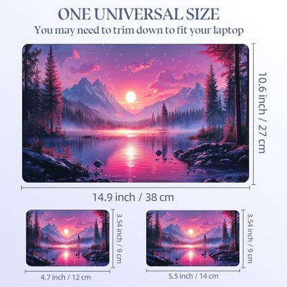 Universal Laptop Skin Sticker Decal,15.6 Inch Laptop Vinyl Cover for 13" 14" 15.6" Laptop,Scratch-Resistant Waterproof Protector Wrap,Reusable with Wrist Pads,Pink Mountain Sunset - color: Pink Mountain Sunset