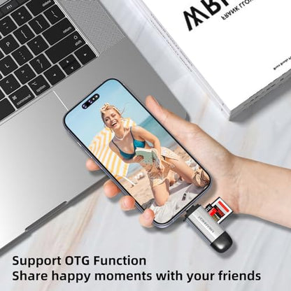 SD Card Reader, USB-C and USB 3.0 Micro SD Card Adapter, Dual Connector Memory Card Reader for SDXC, SDHC, SD, MMC, RS-MMC, Micro SDXC, Micro SD, Micro SDHC Card