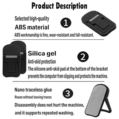 2PCS Laptop Stand Portable,Adjustable Laptop Riser, Ergonomic Cooling Mini Invisible Notebook Stand Riser for Desk Computer Keyboard MacBook (Black) - color: Black