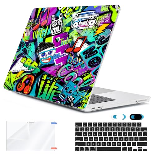 Compatible with MacBook Neo 13 inch Case 2026 Release A3404 with A18 Pro Chip, Scratch Resistant Protective Hard Shell Case & Keyboard Cover & Screen Protector & Webcam Cover, Cool Graffiti - color: Cool Graffiti