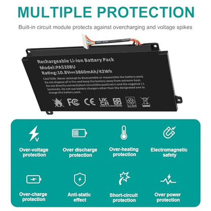 PA5208U-1BRS L55W-C5259 Battery for Toshiba Chromebook 2 CB30 CB35 CB35-B3330 CB35-B3340 CB35-C3300 CB35-C3350 Satellite E45W E45W-C4200X E45W-C4200 P55W P55W-C5204 P55W-C5208 P55W-C5314 P55W-C5200X - size: 8.58*3.72*0.85inch