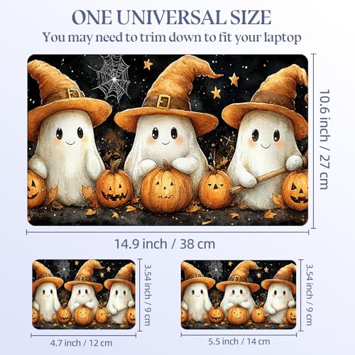 Universal Laptop Skin Sticker Decal,15.6 Inch Laptop Vinyl Cover for 13" 14" 15.6" Laptop,Scratch-Resistant Waterproof Protector Wrap,Reusable with Wrist Pads,Cute Spirit Pumpkins - color: Cute Spirit Pumpkins