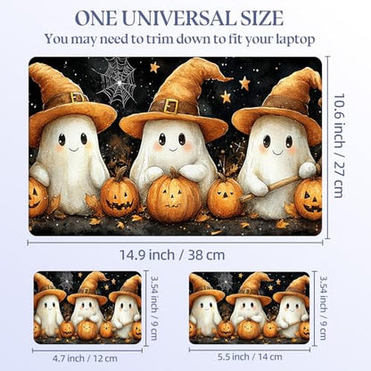Universal Laptop Skin Sticker Decal,15.6 Inch Laptop Vinyl Cover for 13" 14" 15.6" Laptop,Scratch-Resistant Waterproof Protector Wrap,Reusable with Wrist Pads,Cute Spirit Pumpkins - color: Cute Spirit Pumpkins
