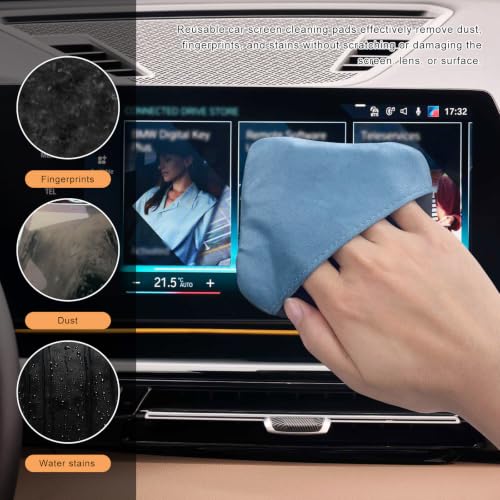 2 PCS Car Screen Cleaner, Microfiber Dashboard Cleaning Wipes, Vehicle Touch Screen Pad Universal Cleaning Tool for Vehicle Dashboard Display, Car Cleaning Kits (Blue+Gray) - color: Square, Blue+gray