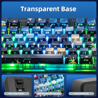 ZORNHER ZH980 Mechanical Keyboard,95% Blue Creamy Keyboard with Number Pad,Van Gogh's Starry Night Dye Sublimation PBT Keycaps,Creamy Sounding Linear Switches,Hot-Swappable,RGB Backlit - color: Van Gogh's Starry Night, size: Creamy Switch